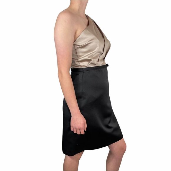 Alfred Angelo One Shoulder Tan and Black Dress - Picture 5 of 8